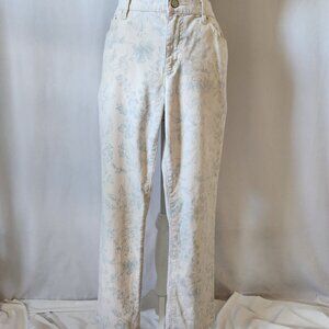 Lauren Ralph Lauren Women's 12 Off White Blue Floral Modern Straight Ankle Jeans